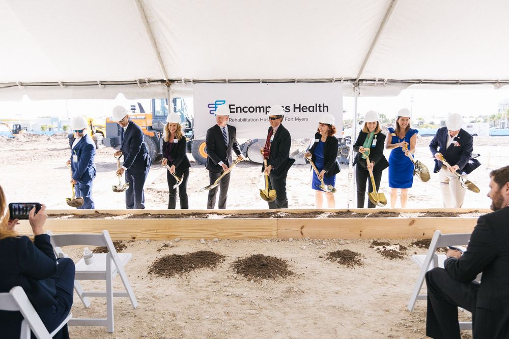 Corporate Photography - Groundbreaking Ceremony and Celebration for New Hospital - Encompass Health Fort Myers, Executives with shovels.