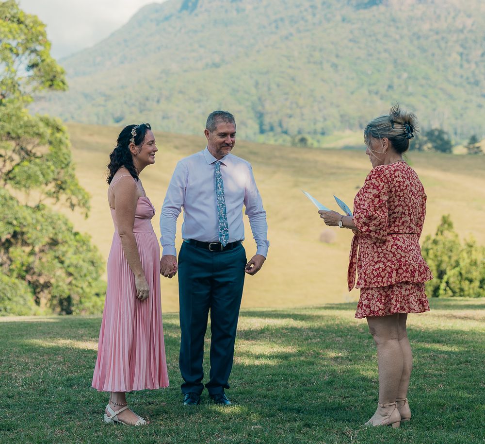 Elopement photography session overlooking the mountains at Wild Lime Cottage Darlington Queensland.