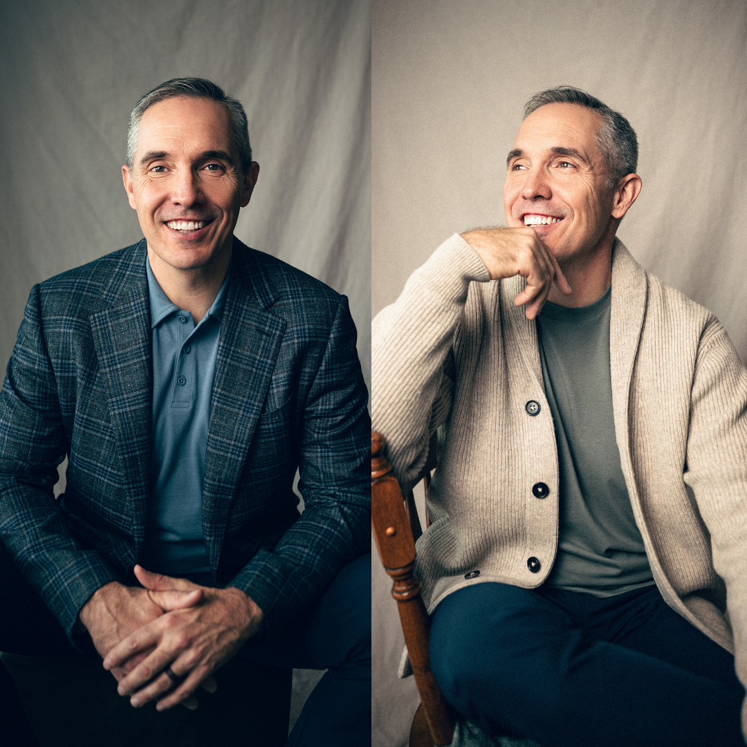 Portrait of a man in two different outfits showing two different sides of him. Salt Lake City intentional headshot and brand photographer