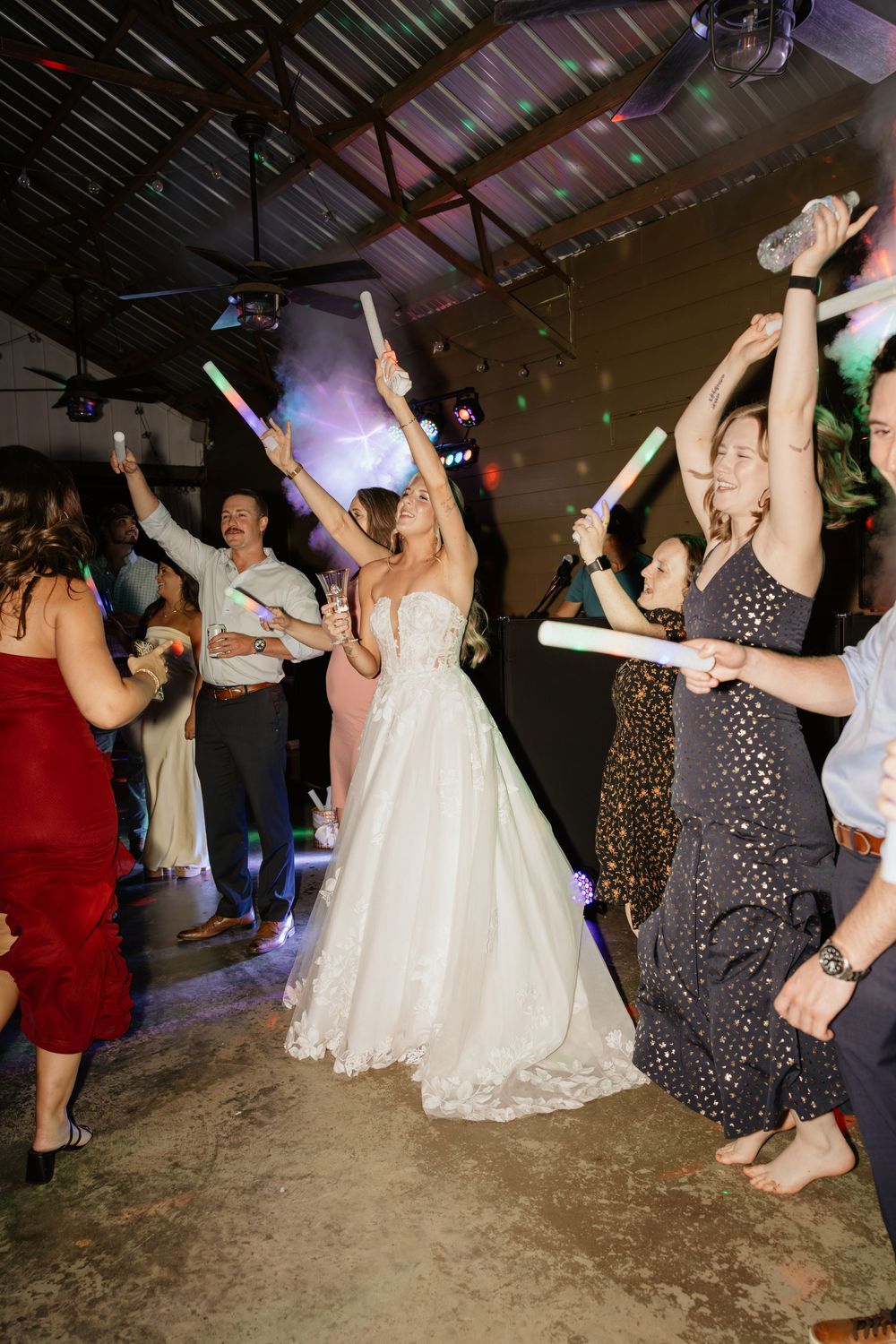 Wedding reception dance floor celebration at the Elms of Coosada