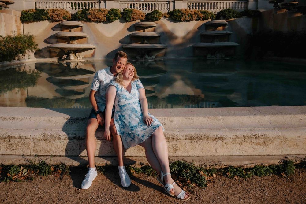 Panoramic city view engagement photography