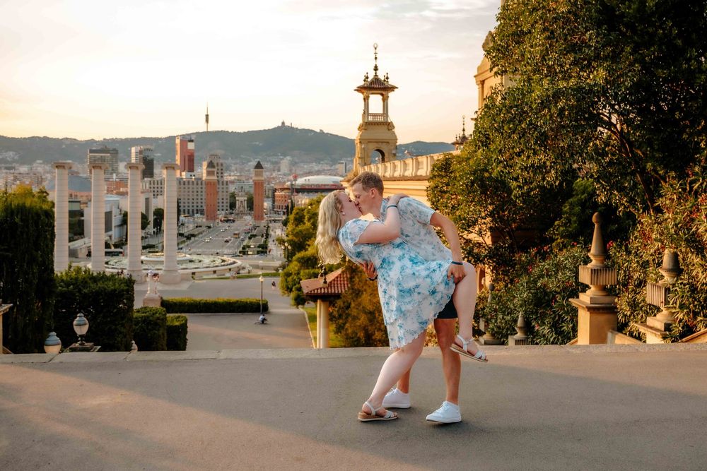 Warm morning couple photoshoot Barcelona