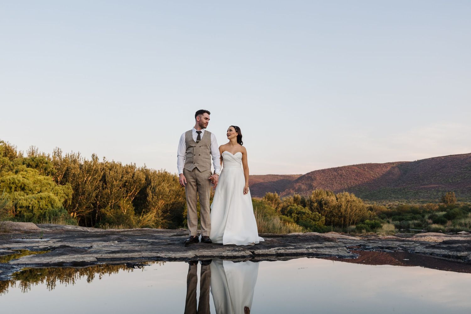 Wedding couple with magical background