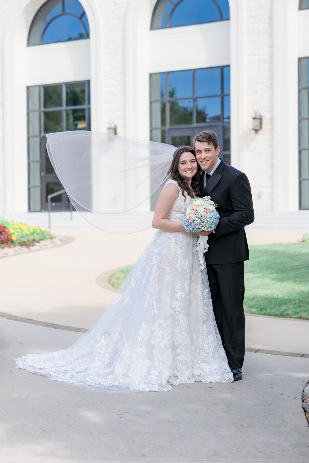 Wedding photography big day getting married Southlake Texas wedding party wedding dress peach powder blue summer candid romantic first look