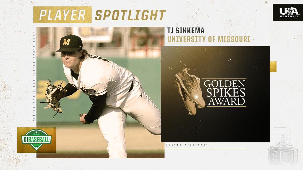 TJ Sikkema University of Missouri pitcher featured in USA Baseball Golden Spikes Award Player Spotlight.