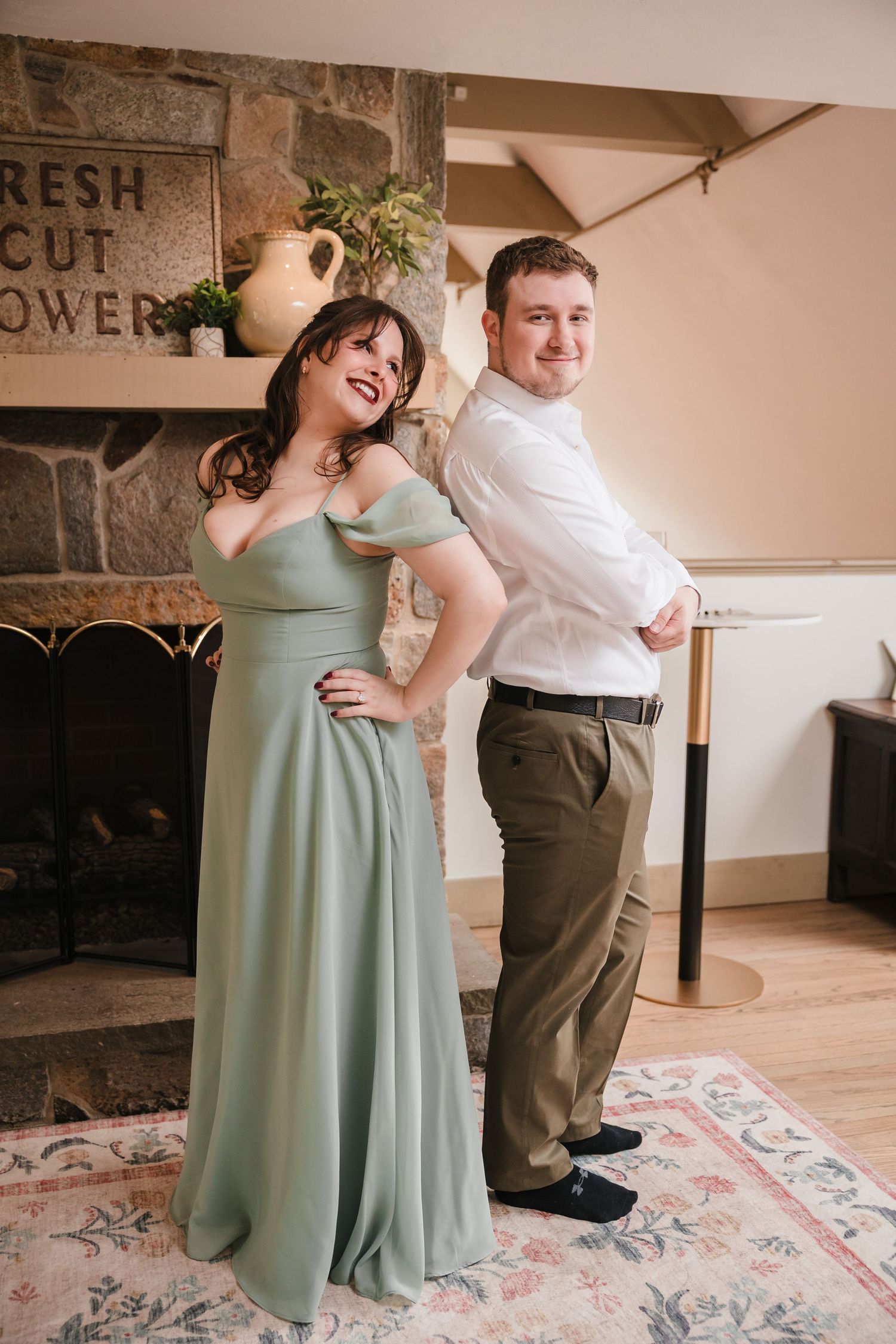 Fun wedding party portrait during getting ready at Briar Barn Inn wedding in Massachusetts