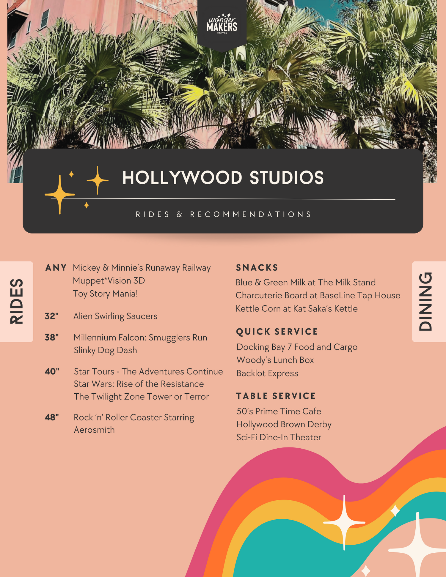 Hollywood Studios height requirement charts