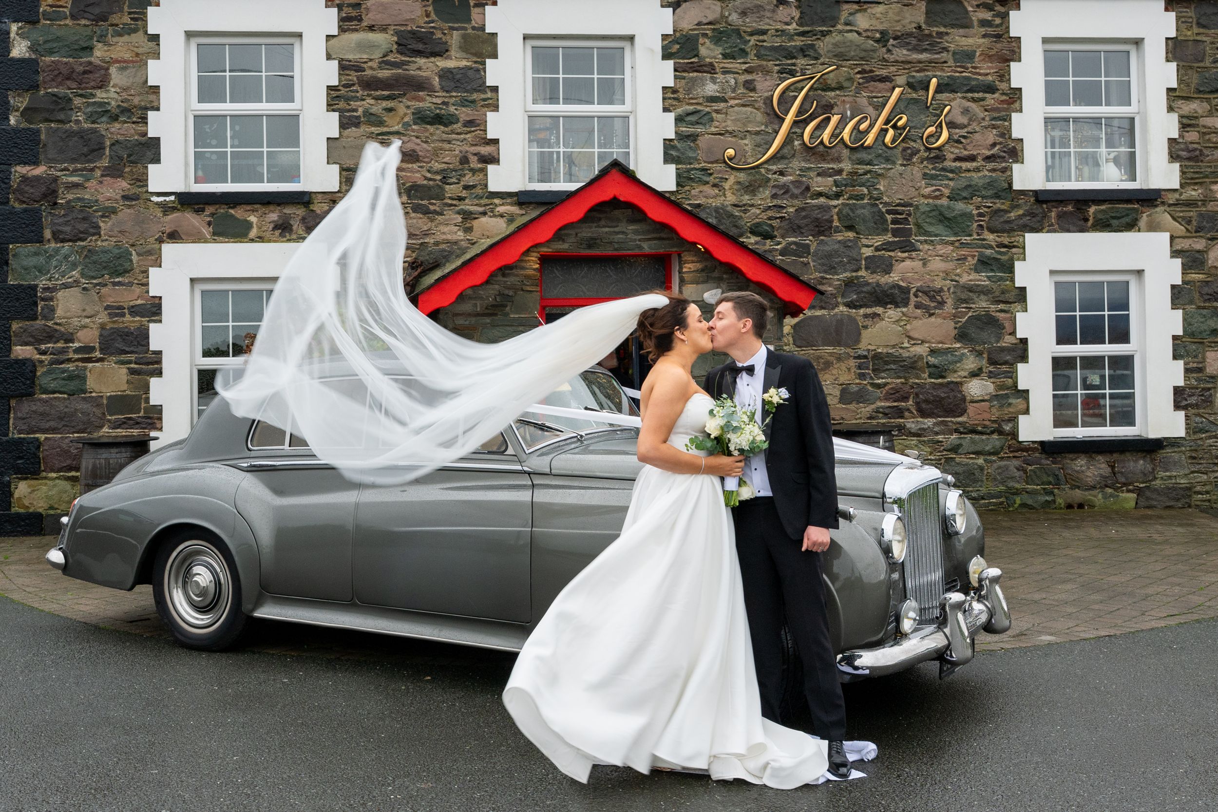 Bride and Groom kissing in Killarney, County Kerry.