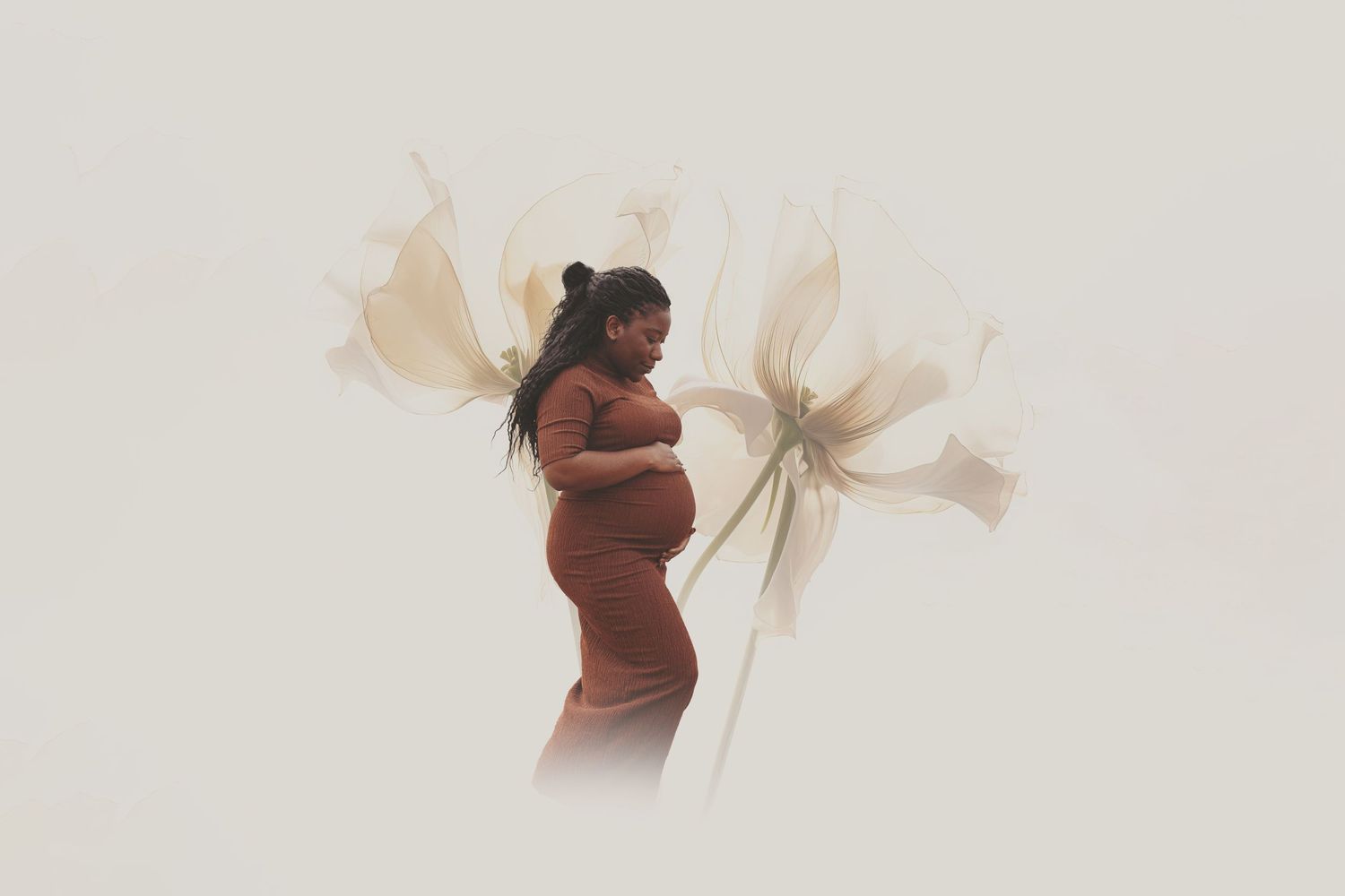 Artistic maternity portrait with flowing fabric in light neutral tones. Photographer. Hull. East Yorkshire. Photography