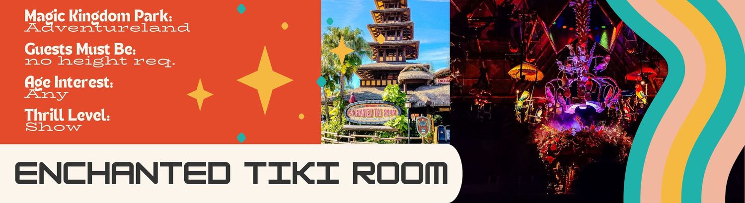 Colorful promotional banner showing a pagoda-style tiki building and vibrant interior lounge with pink and purple lighting.