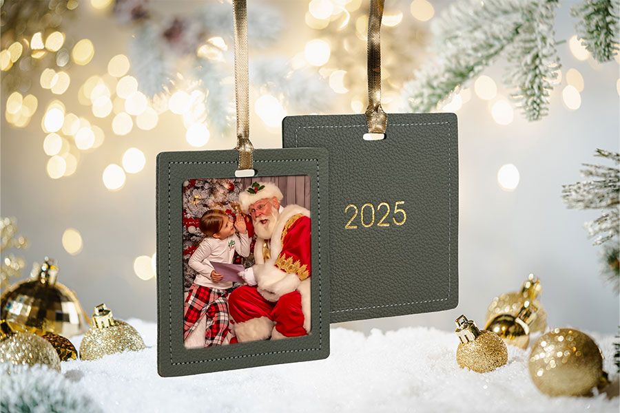 Our newest addition to the Holiday Collection Series is crafted with Spruce Premium Leather and features a matte metal print on the front.