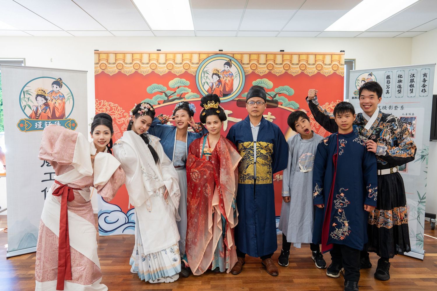 Lively New Year Hanfu market stall event photography capturing cultural portraits and interactions, by an Auckland photographer.