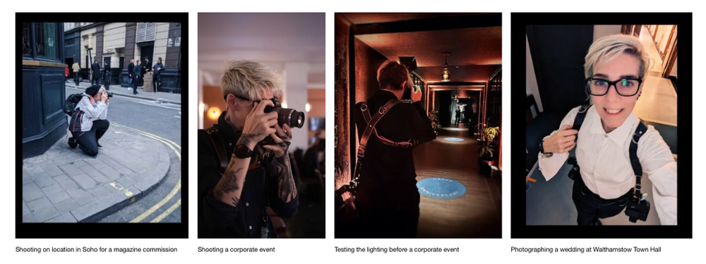 Professional photographer captures dynamic scenes in a photo studio with dramatic lighting and creative compositions.