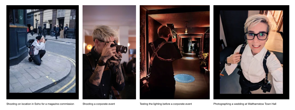 Professional photographer captures dynamic scenes in a photo studio with dramatic lighting and creative compositions.