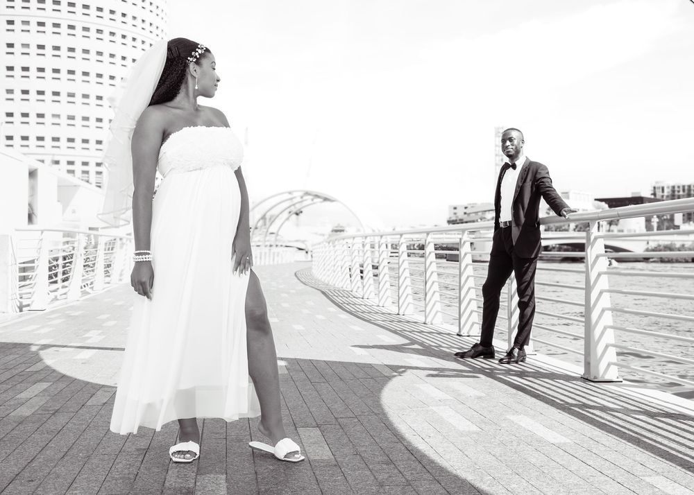Tampa Riverwalk, Downtown Tampa Elopement photo session with BE Jazy Photography-Tampa Bay Photographer-Elopement-Courthouse wedding