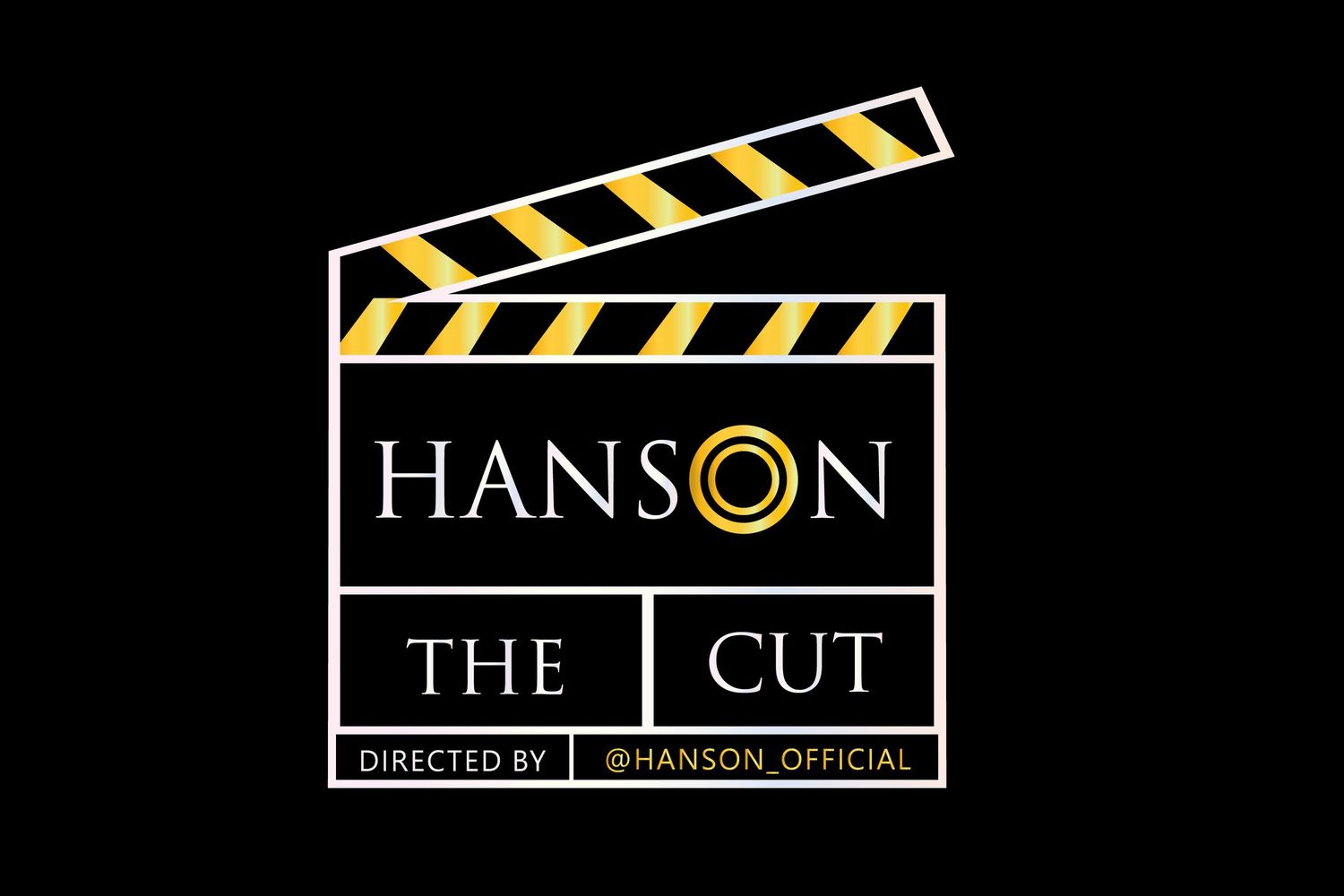 Black and yellow logo designs for 'The Hanson Cut' brand.