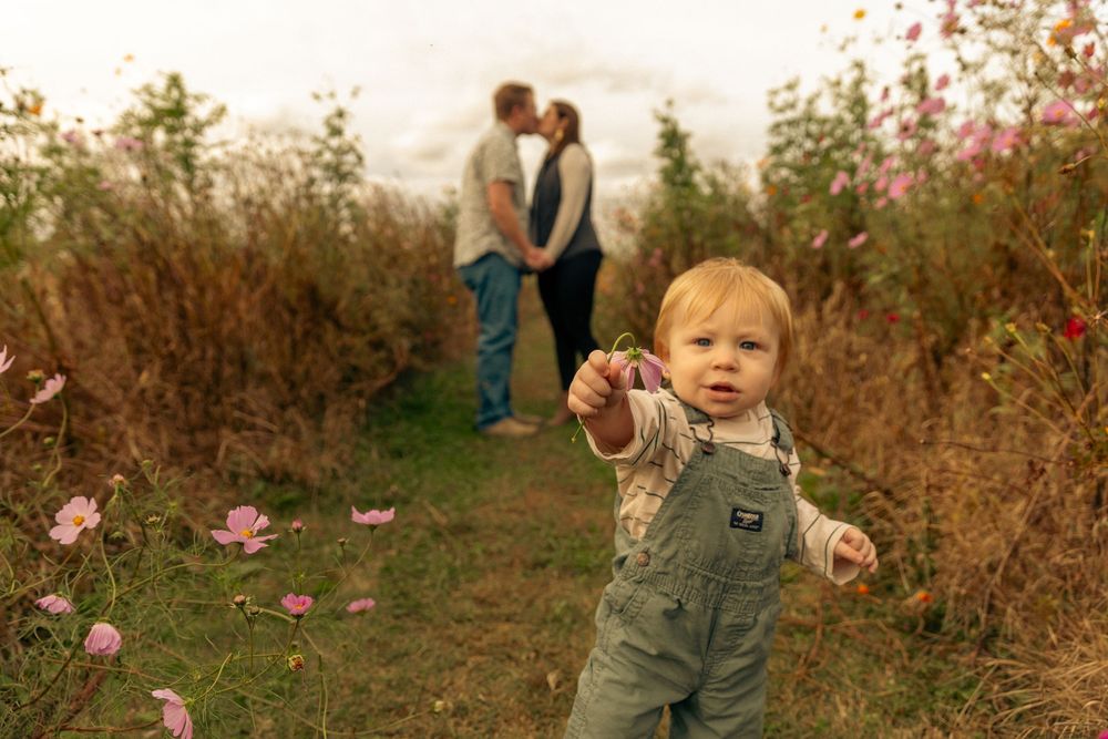 family in wildflowers