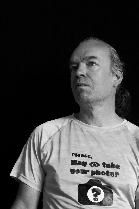 A black & white photo of Jon