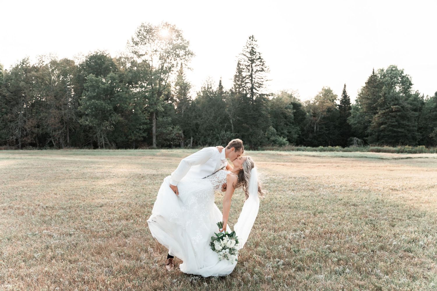A newly married couple taking a moment for themselves.