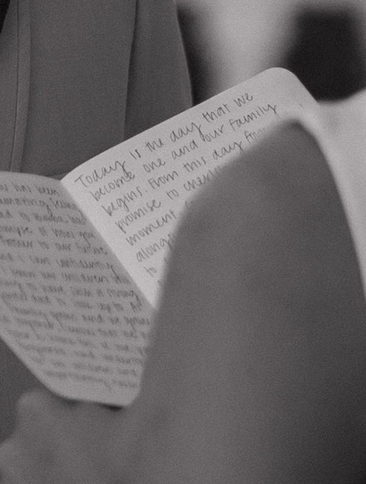 A series of handwritten notes on white paper shown in black and white, arranged in a row.