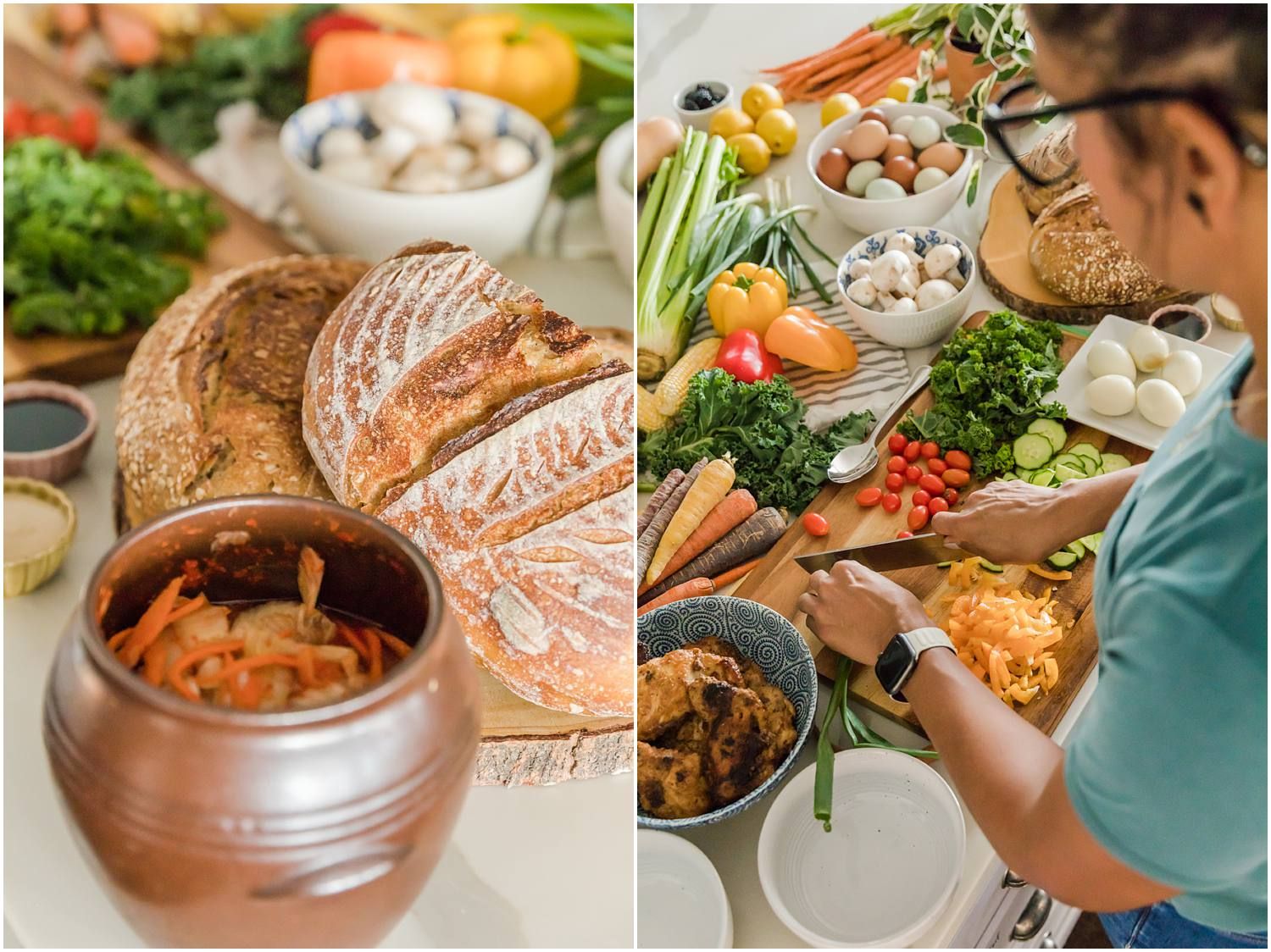Woman preparing healthy meal in kitchen