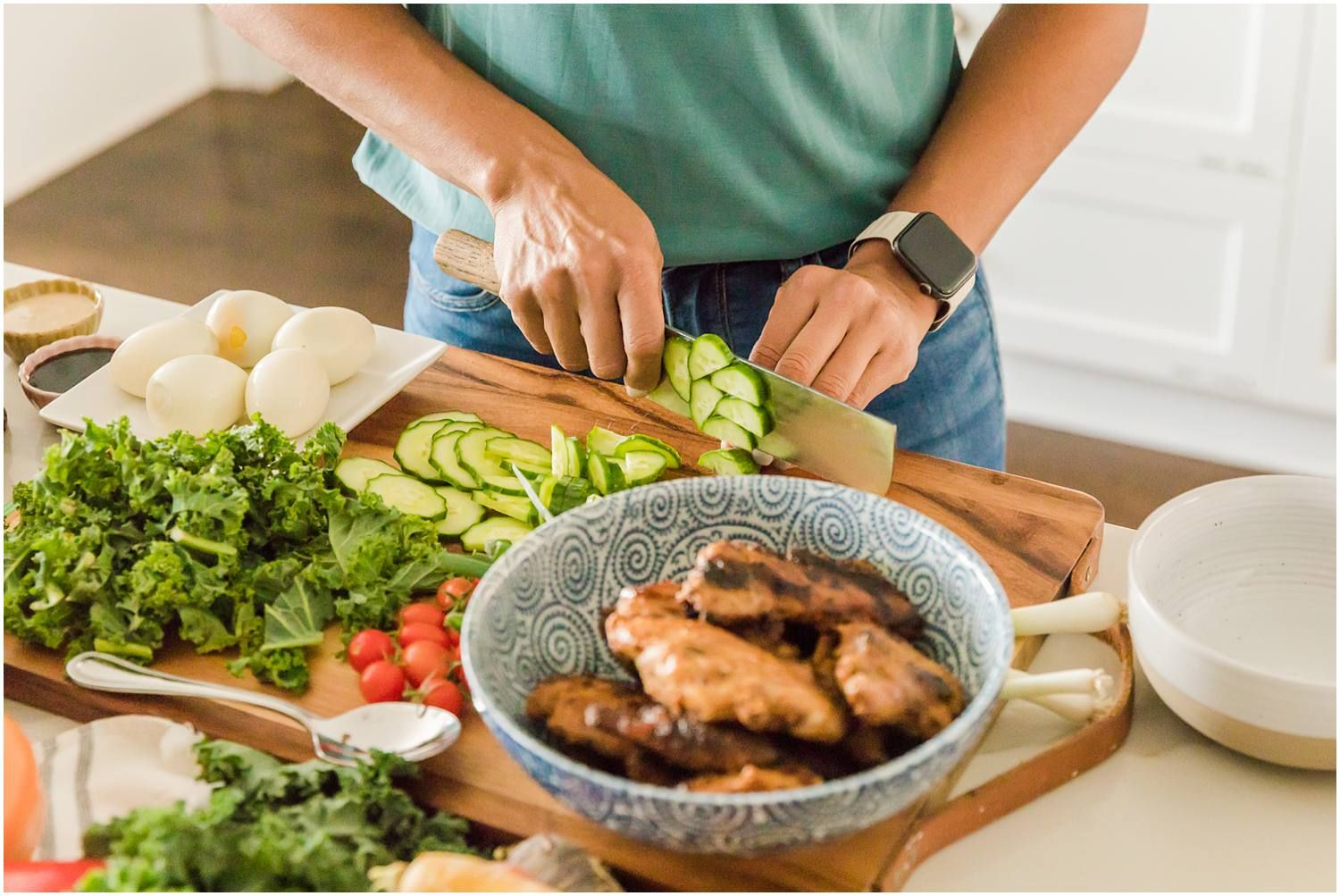 Woman preparing healthy food in kitchen