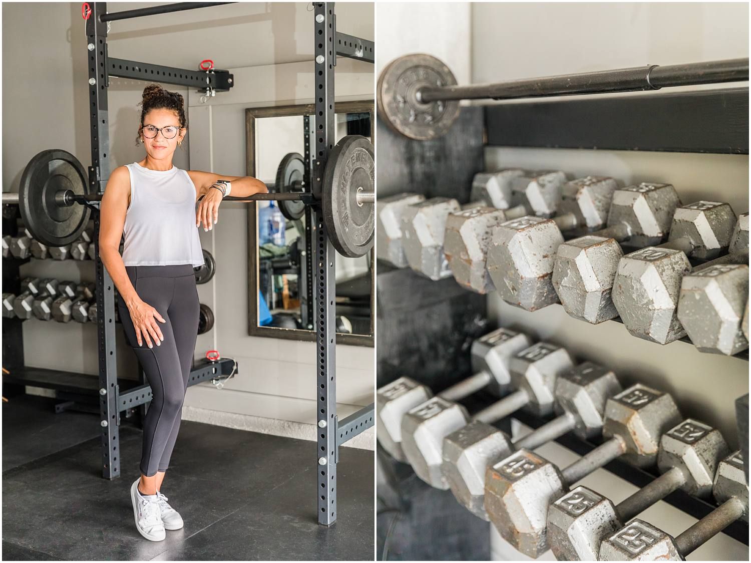 Female posing with weights