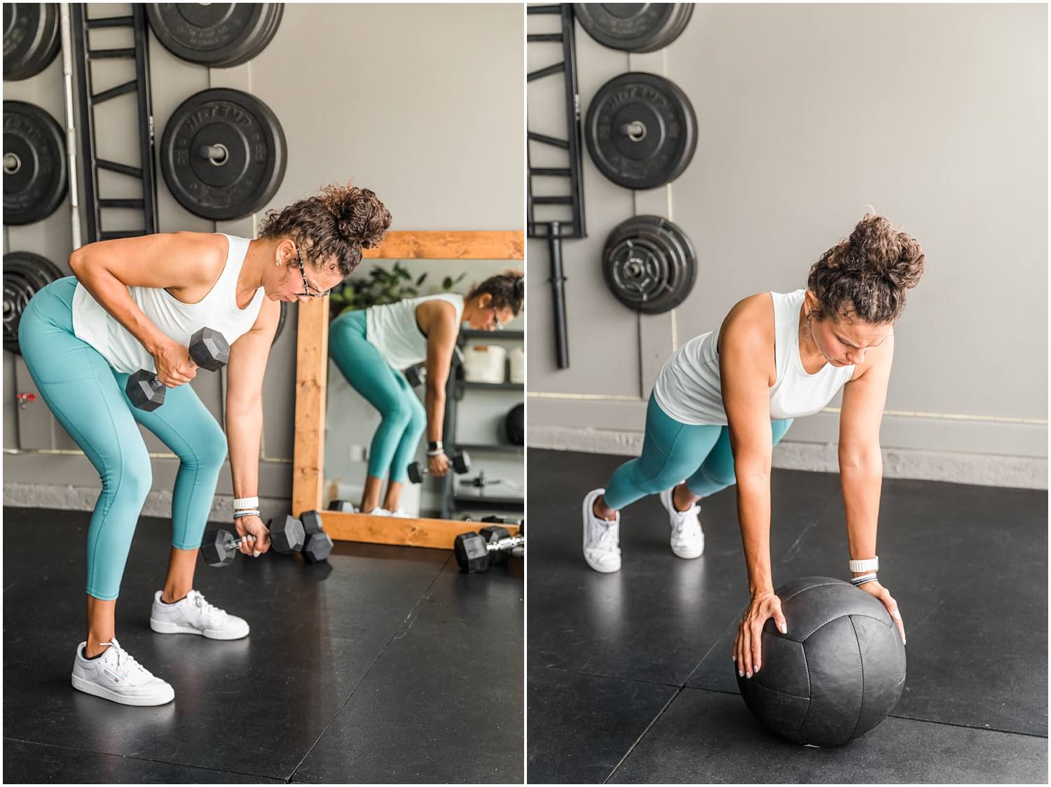 Female fitness instructor demonstrating exercises