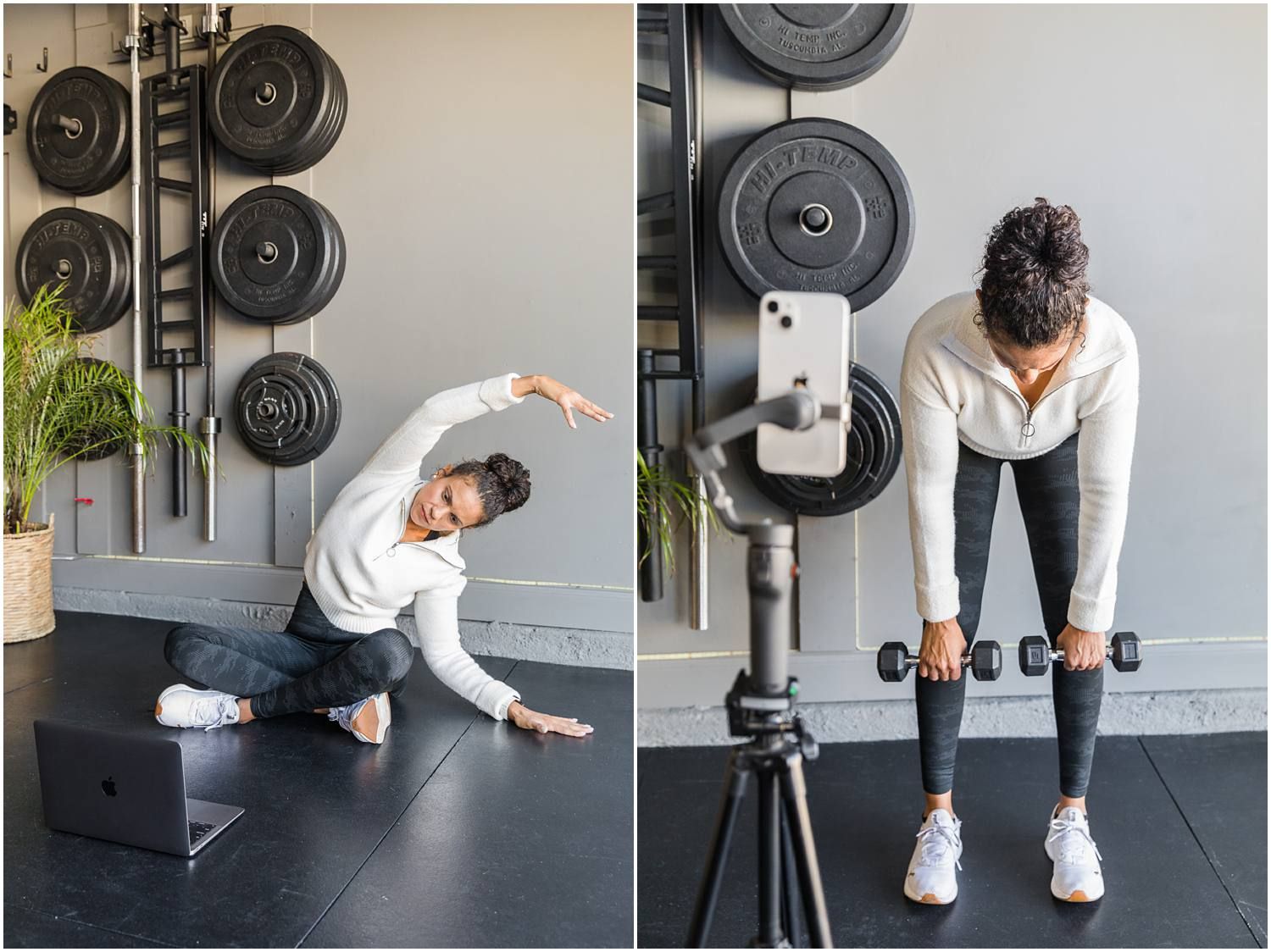 Fitness instructor demonstrating exercises in gym