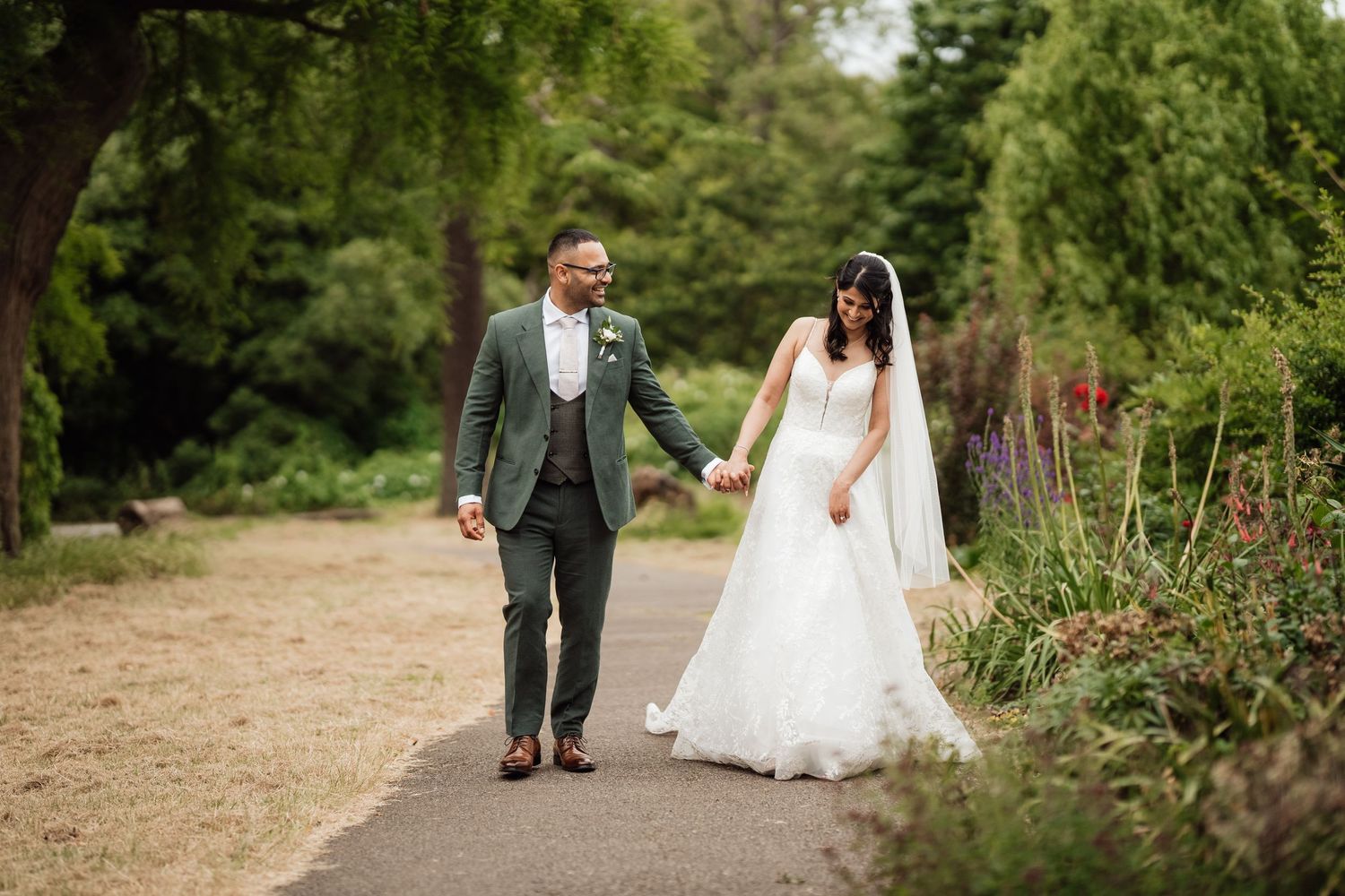 hindu indian wedding couple civil wedding white dress morden park house