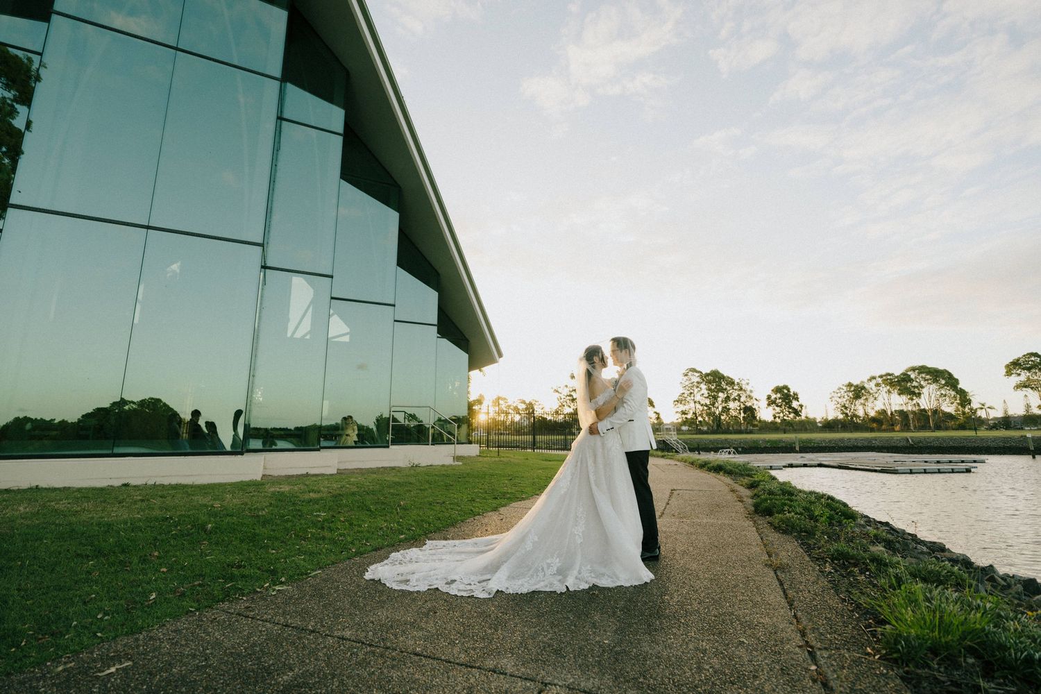 "Coomera River view in sunset at InterContinental Sanctuary Cove, ideal for wedding photos"