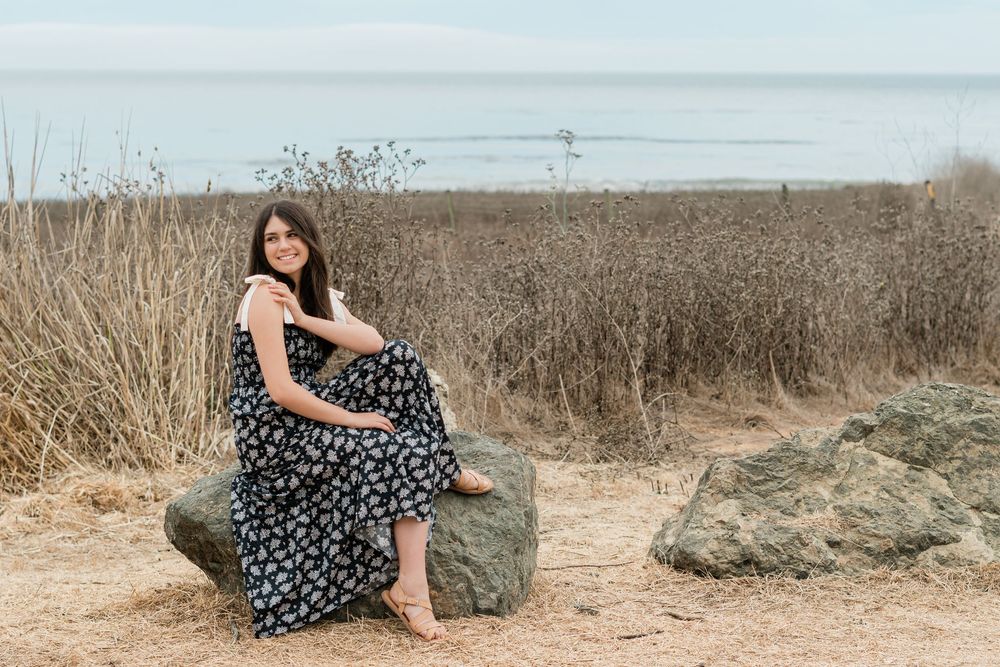 Coastal senior portrait | floral dress beach session | Felisha Connolly Photography | natural light photographer | San Luis Obispo County