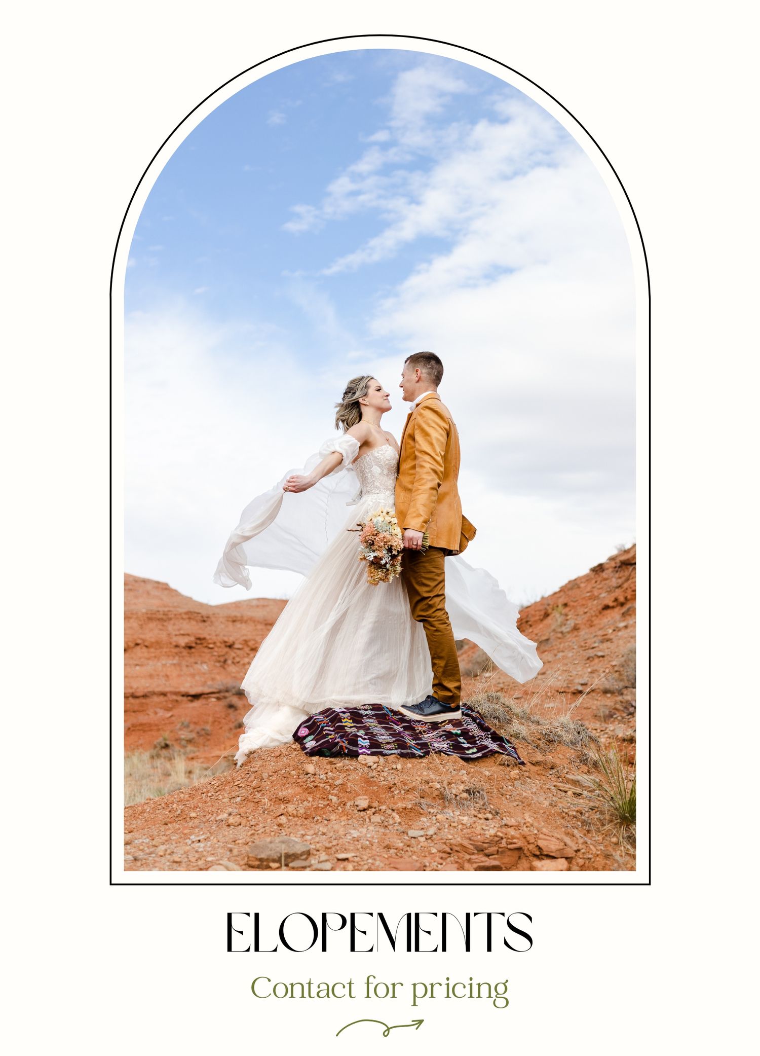 Click here to contact me for more information on courthouse elopements or destination elopements as pricing varies
