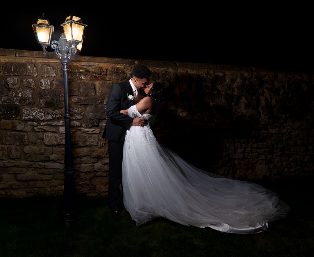 wedding photographer off camera flash couple night photo wildes inn chesterfield