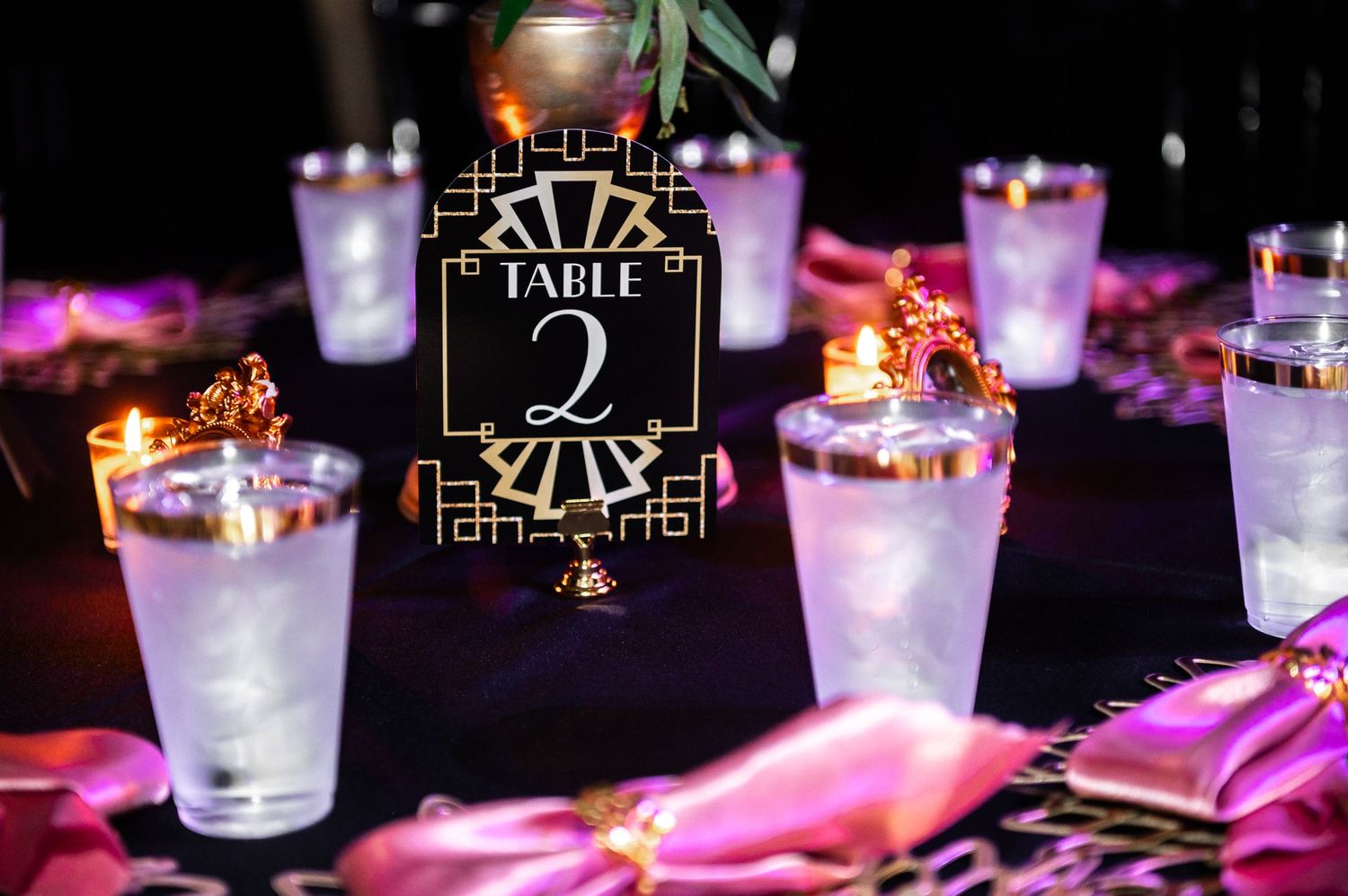 Reception detail shot of table number two.