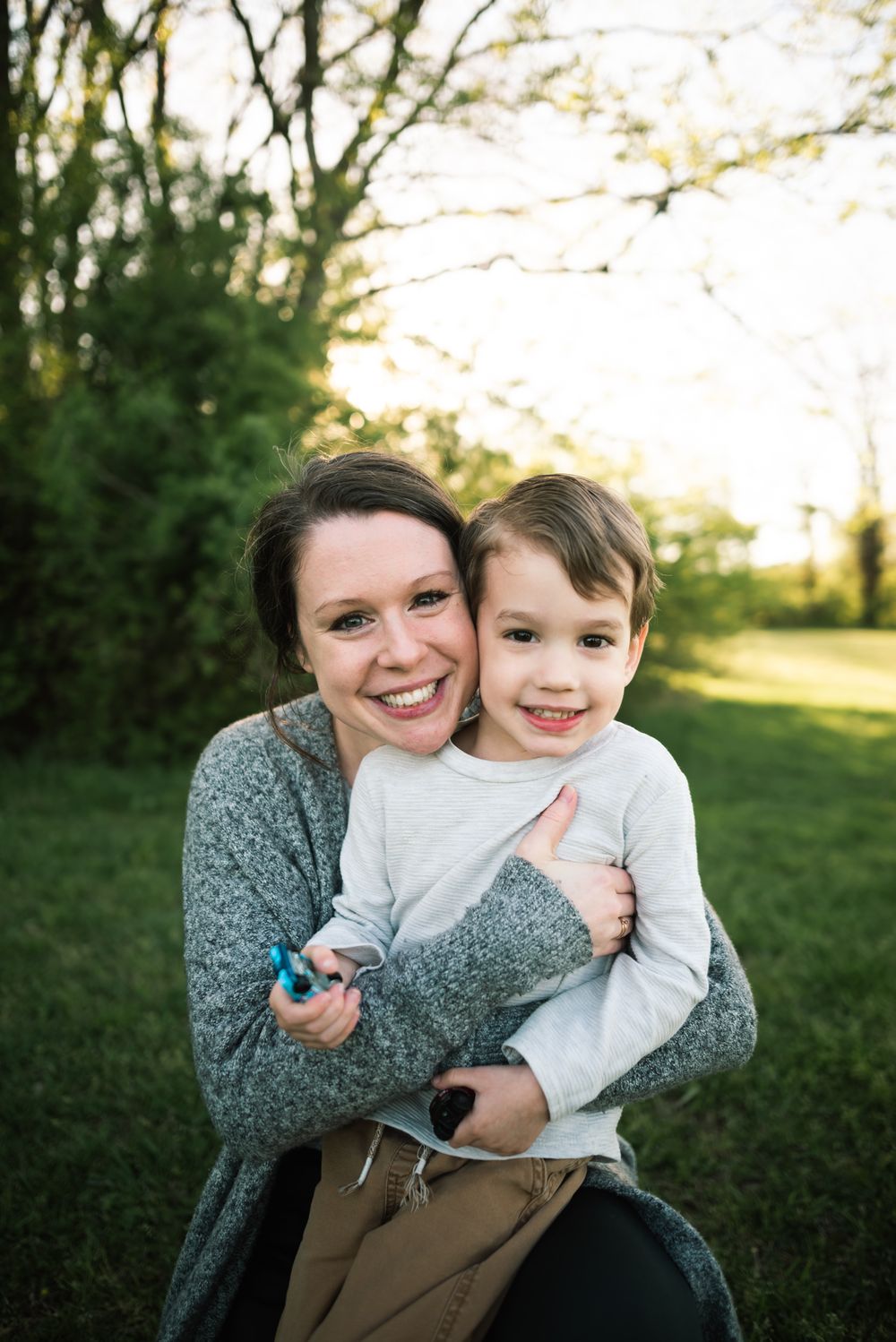 Memphis Family Portrait of mother and son at Shelby Farms in Memphis, Tennessee during golden hour.