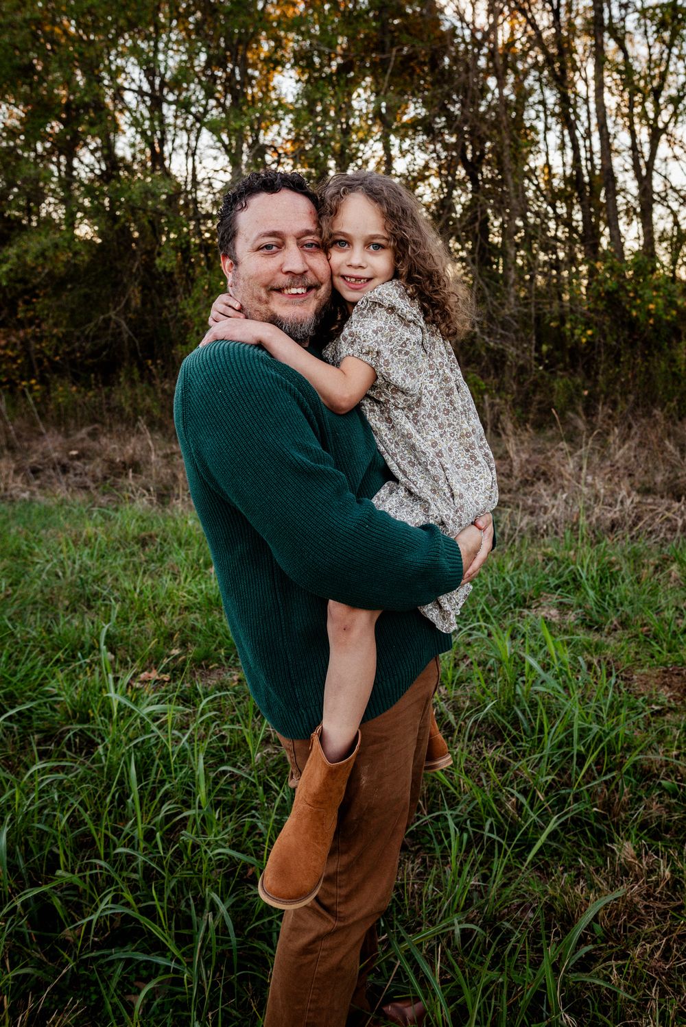 Memphis Family Portrait in Collierville Tennessee. Father and daughter portrait during golden hour.