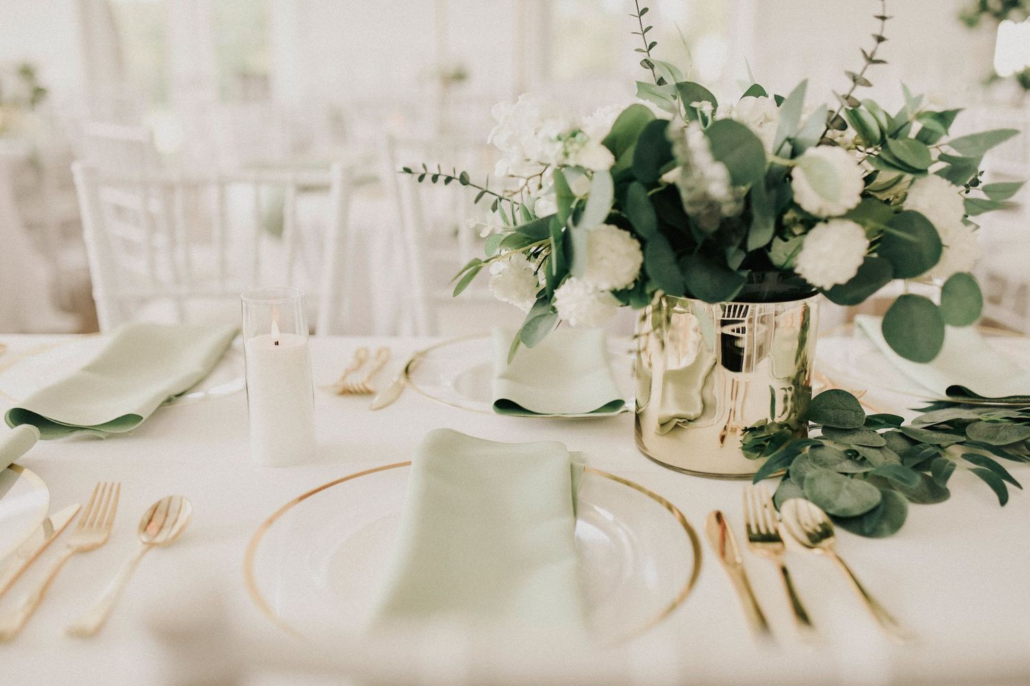 Elegant reception design inside glass hall at Firefly Gardens