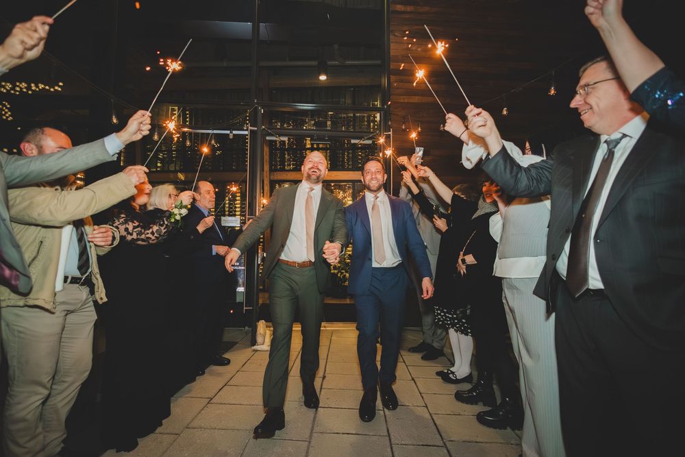 Wedding exit sparkler moment at the district winery in dc