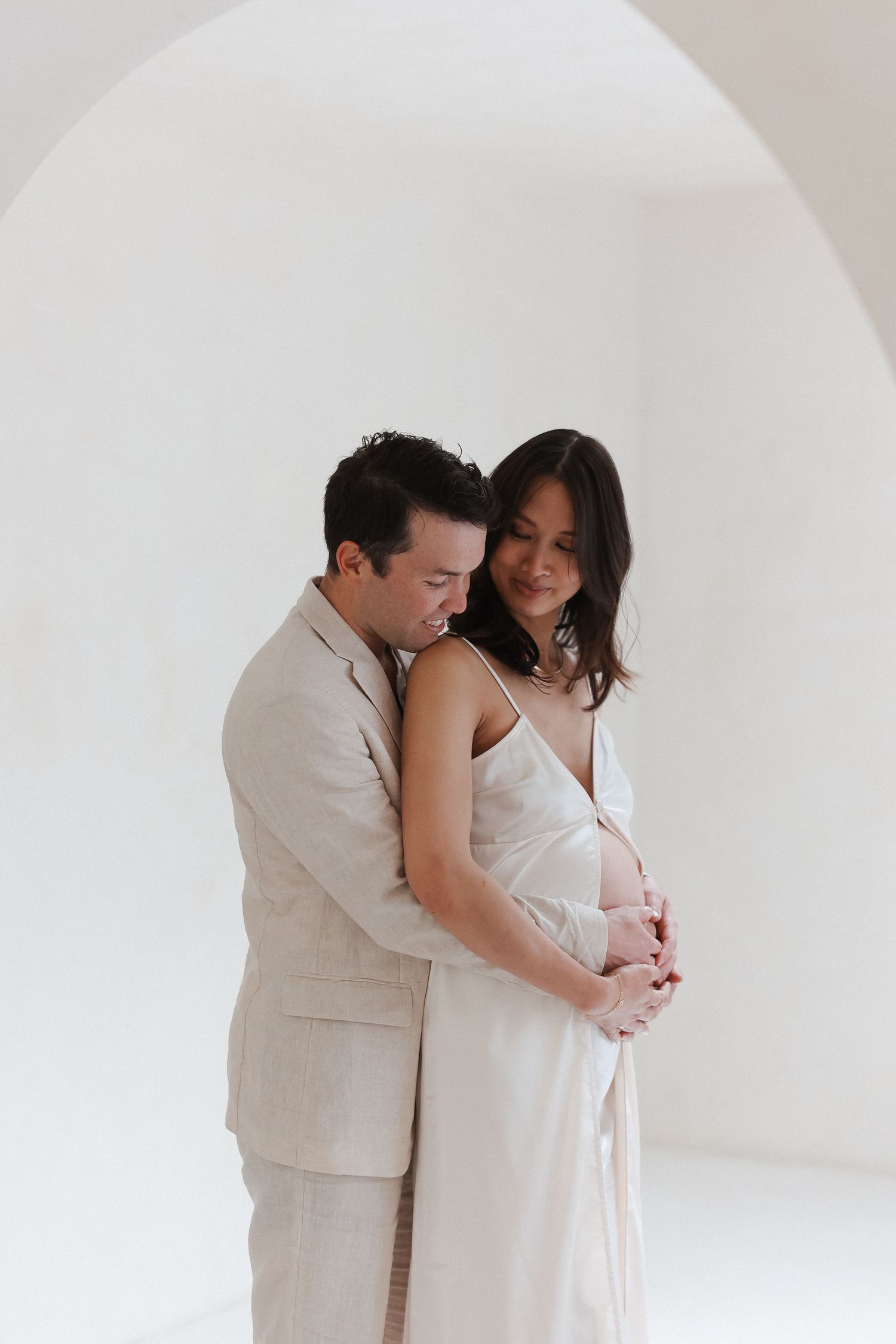 Modern couple maternity pictures from a California studio session