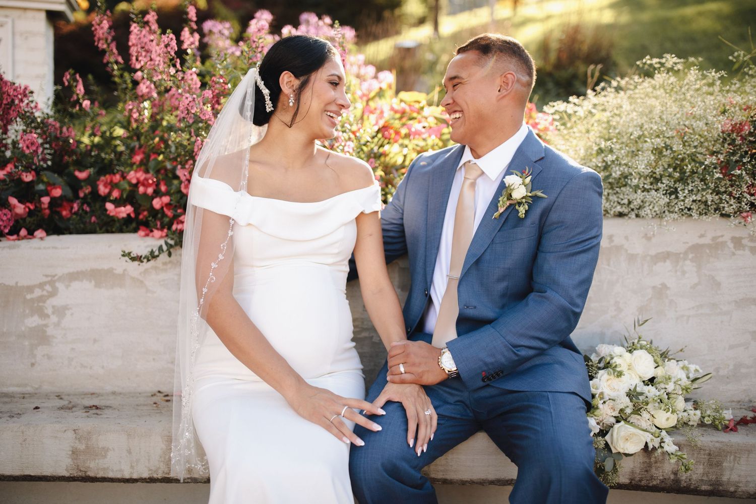 Charleston Wedding photographer - Bride and Groom sharing joyous moment