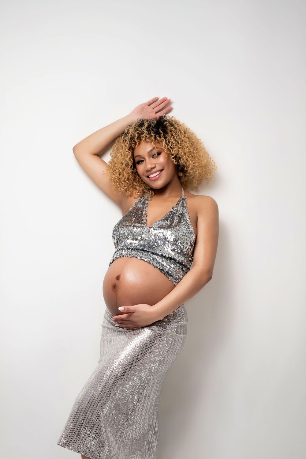 Timeless pregnancy portrait studio session Thompson’s Station