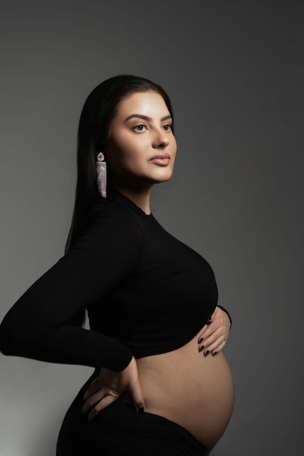 Elegant maternity portrait studio photography Nashville