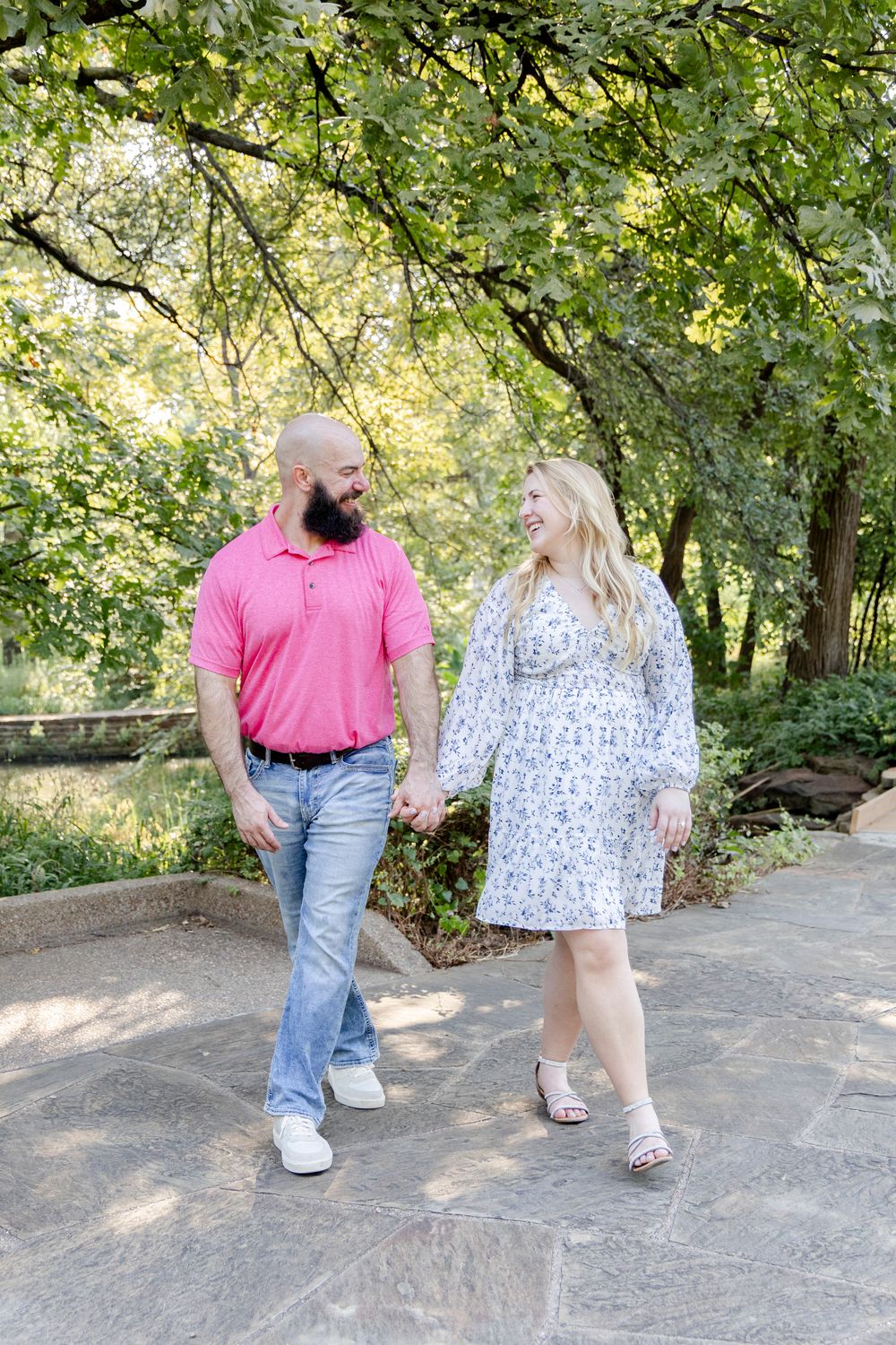 Couple saying yes in the rose garden at the Botanical Gardens