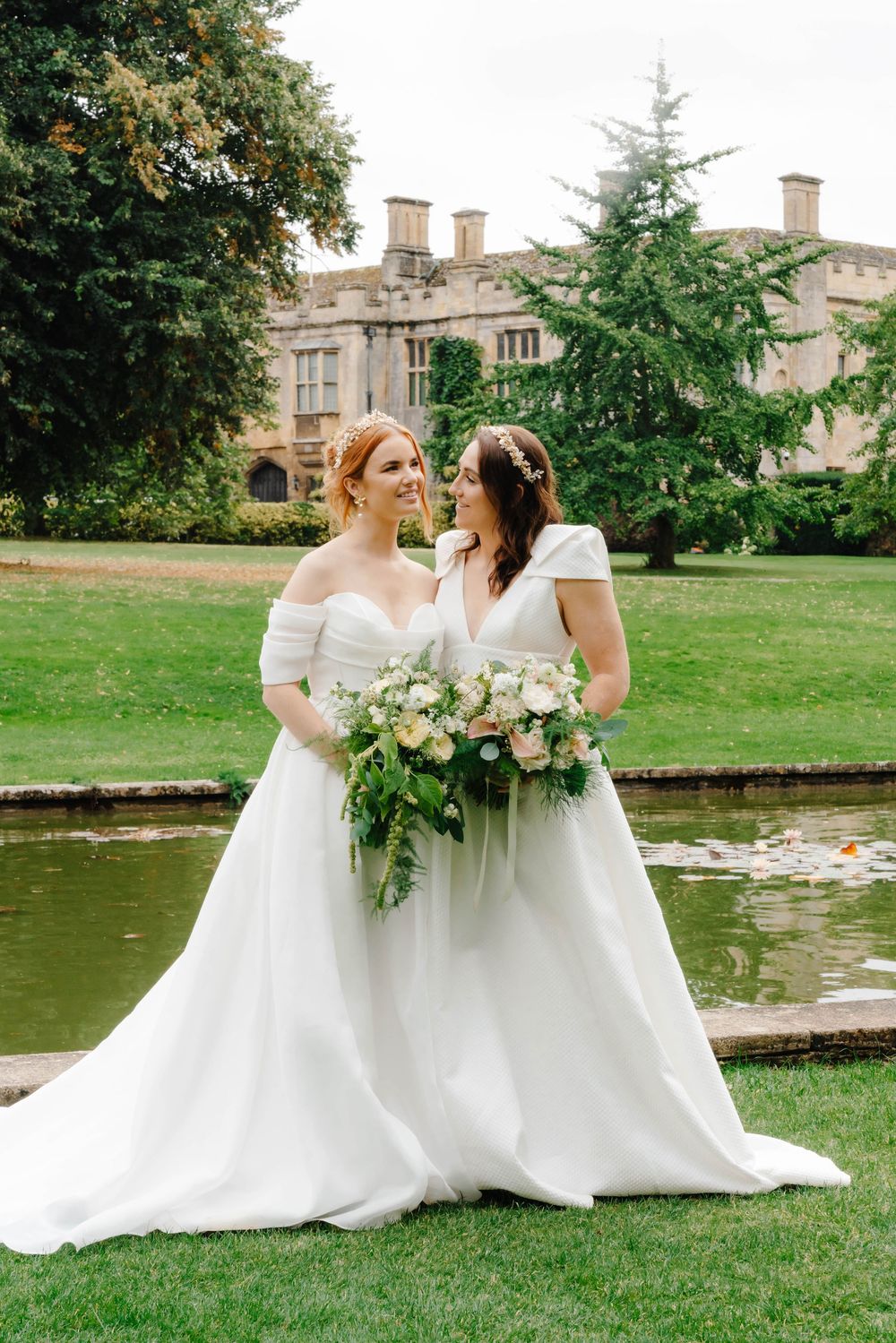 Sudeley Castle Wedding Zara Davis Photography Cotswolds Gloucestershire Photographer two brides in front of castle