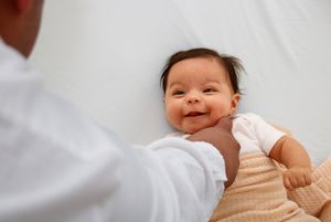 A baby girl during a family photo session at Thompson Park in Amarillo, Texas