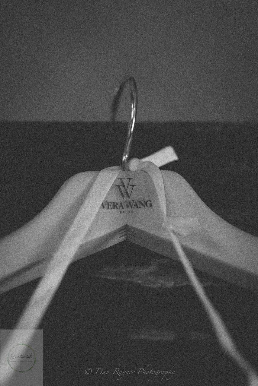 Reportage detail shot of vera wang wedding dress