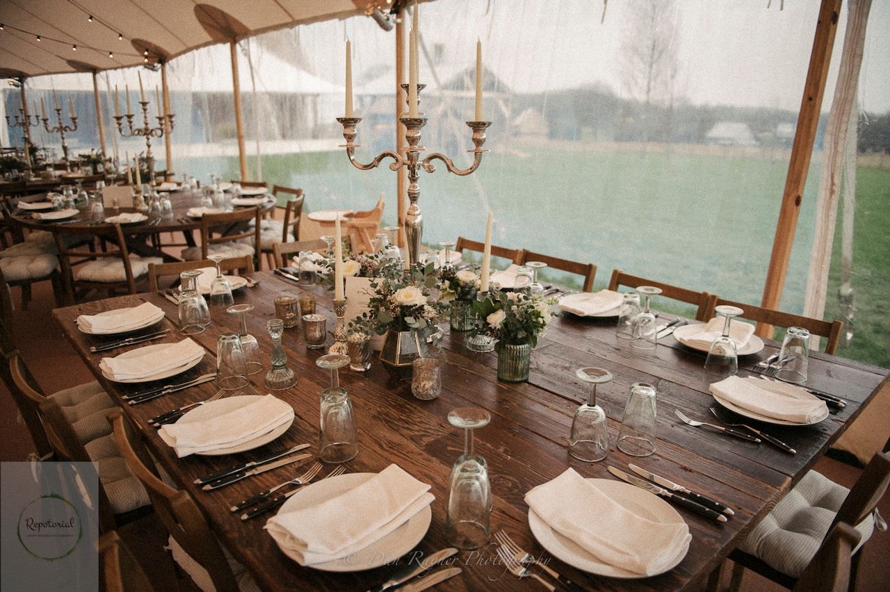 Reportage detail shot of venue for wedding breakfast