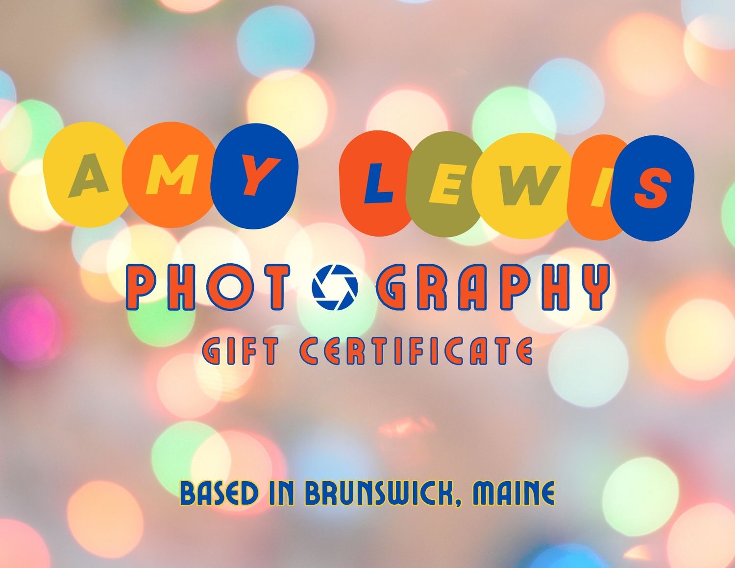 A vintage camera and telephoto lens on wooden surface with photography gift certificate template.
