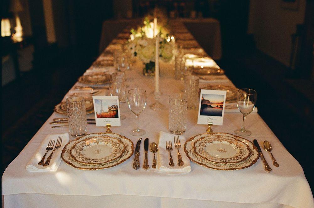 A table set for an intimate wedding in Santa Barbara